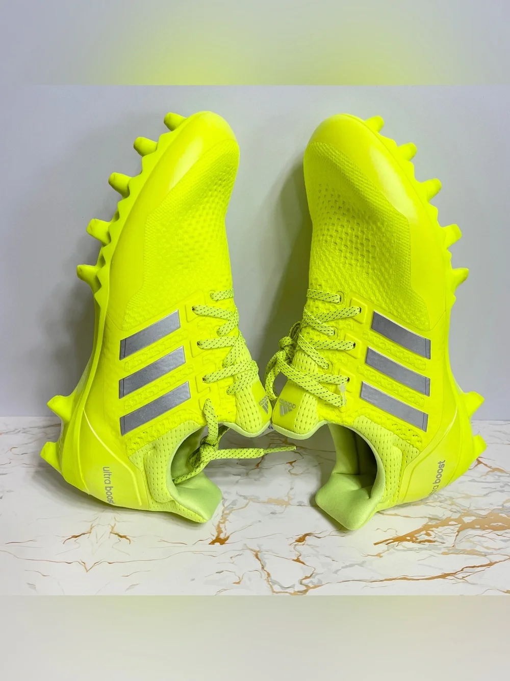 adidas UltraBoost Football Cleats Men's Szs 10 & 10.5 Solar Yellow Silver JP7413